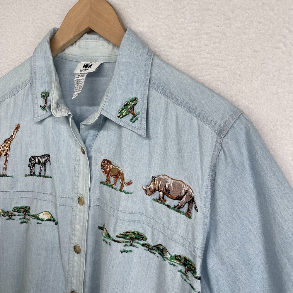 WWF Shirt Women L World Wildlife Fund 80s Nature Endangered Species Panda VTG HK - Picture 6 of 11